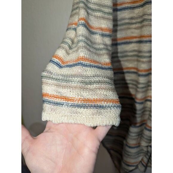 Democracy Sweater Womens L Striped Fall Preppy Momcore Cozy Open Knit Pullover - Picture 7 of 13